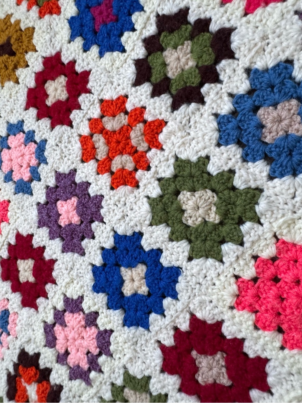 Handmade Multicolor Crochet Granny Square Blanket - Picture 2 of 5
